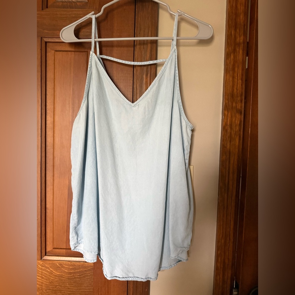 LOFT Light Blue Denim V-Neck Spaghetti Strap Camisole